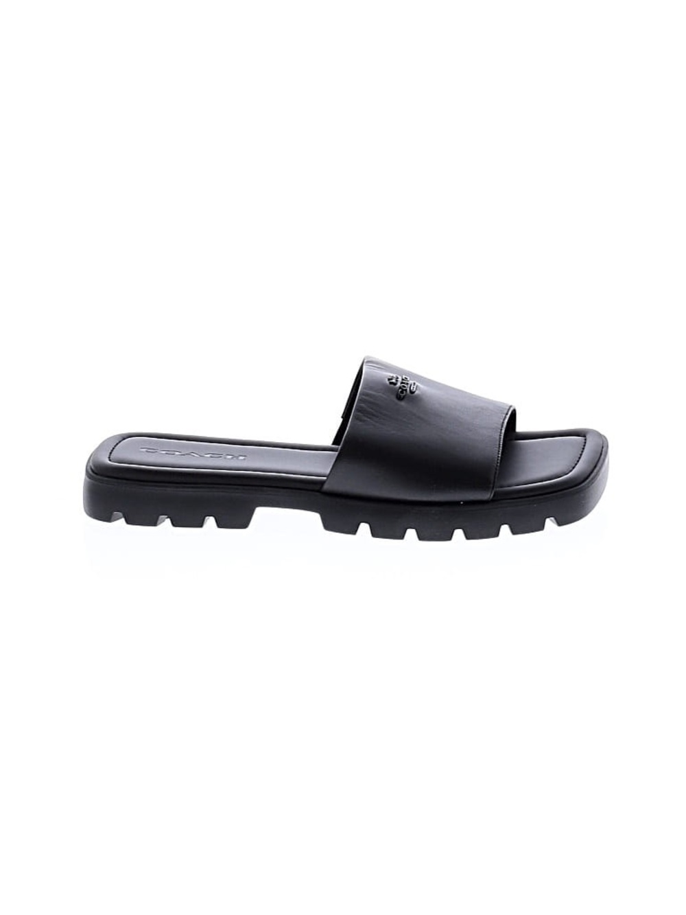 Coach Women Fiona Signature Coach Logo Leather Sandal Slide Sz 9.5